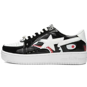 A Bathing Ape Bape Sta Low Black and White Shark